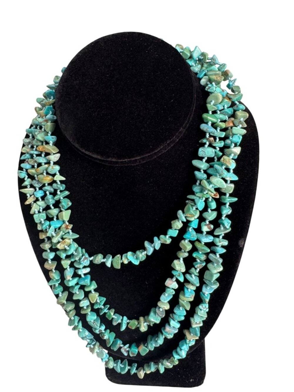 Sally C Treasures SX 925 Sterling Silver Turquoise Chip Necklace 82" Endless Wra - Picture 4 of 6